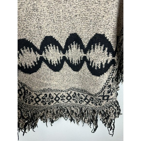 AZ Cape Poncho With Sleeves Tan With Boho Aztec Design - Picture 3 of 13